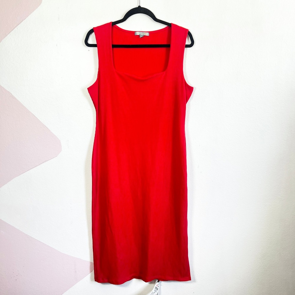 Good Luck Gem Midi Dress XL Red Ribbed Vacation Beach Cruise Coastal